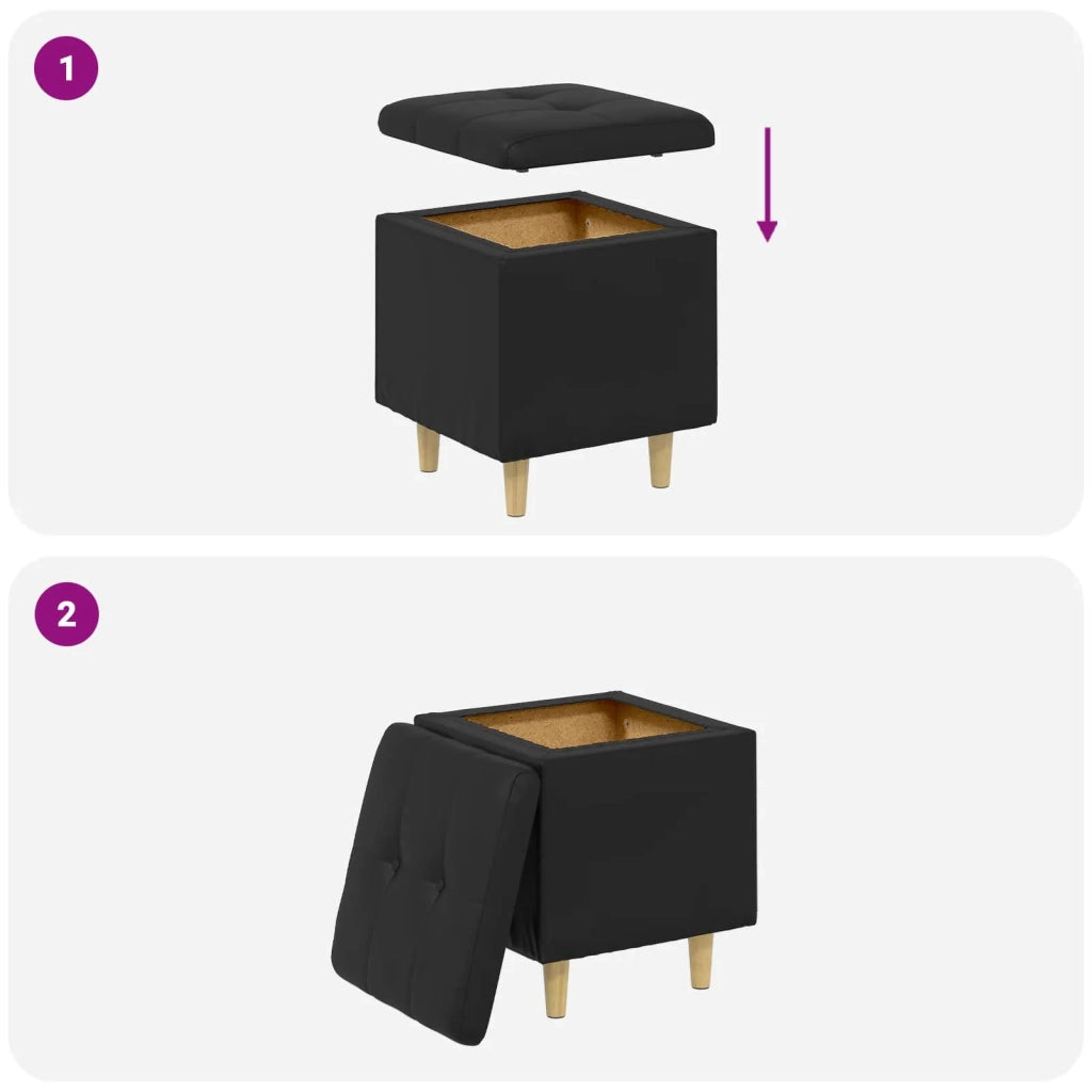 Pouf contenitore Nero 40 x 40 x 45 cm Pelle sintetica 876816