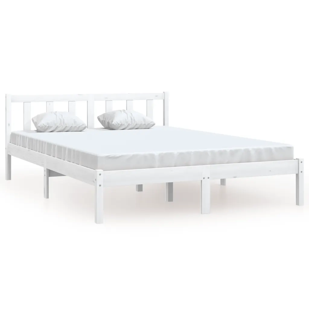 Giroletto-Struttura Letto Bianco in Legno Massello di Pino 140x200 cm 804817