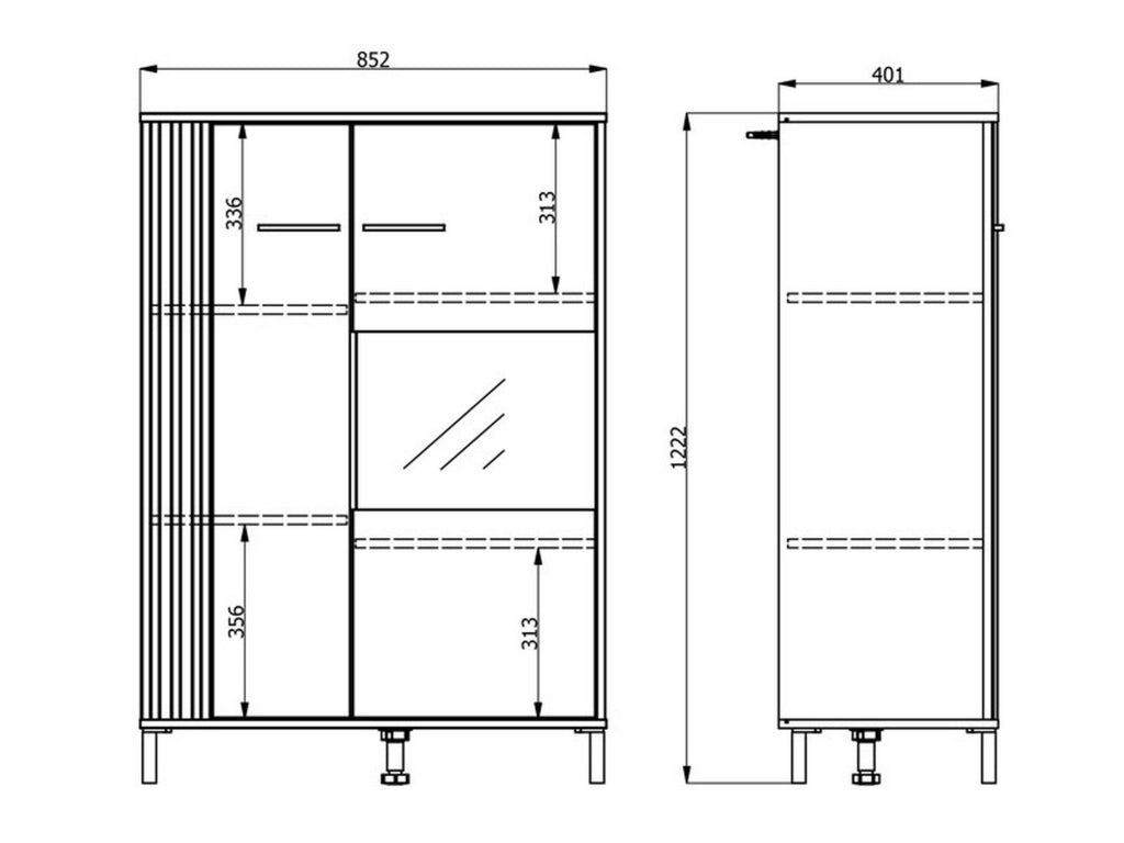 Mobile Espositore Orune, Vetrina 4 Ripiani, 85x40x122h cm Marrone Rovere Nodi