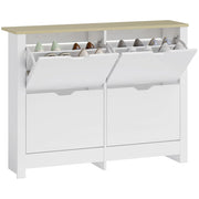 Scarpiera con cassetti e ripiani ¨C zephmum ¨C 105x26x80 bianco e rovere