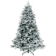 Albero di natale innevato con 260 luci led giunti a cerniera, Albero Natale pre-illuminato 180cm Bianco-Alberi di Natale