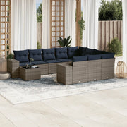 Set Divani da Giardino 11 pz con Cuscini Grigio in Polyrattan 3223130