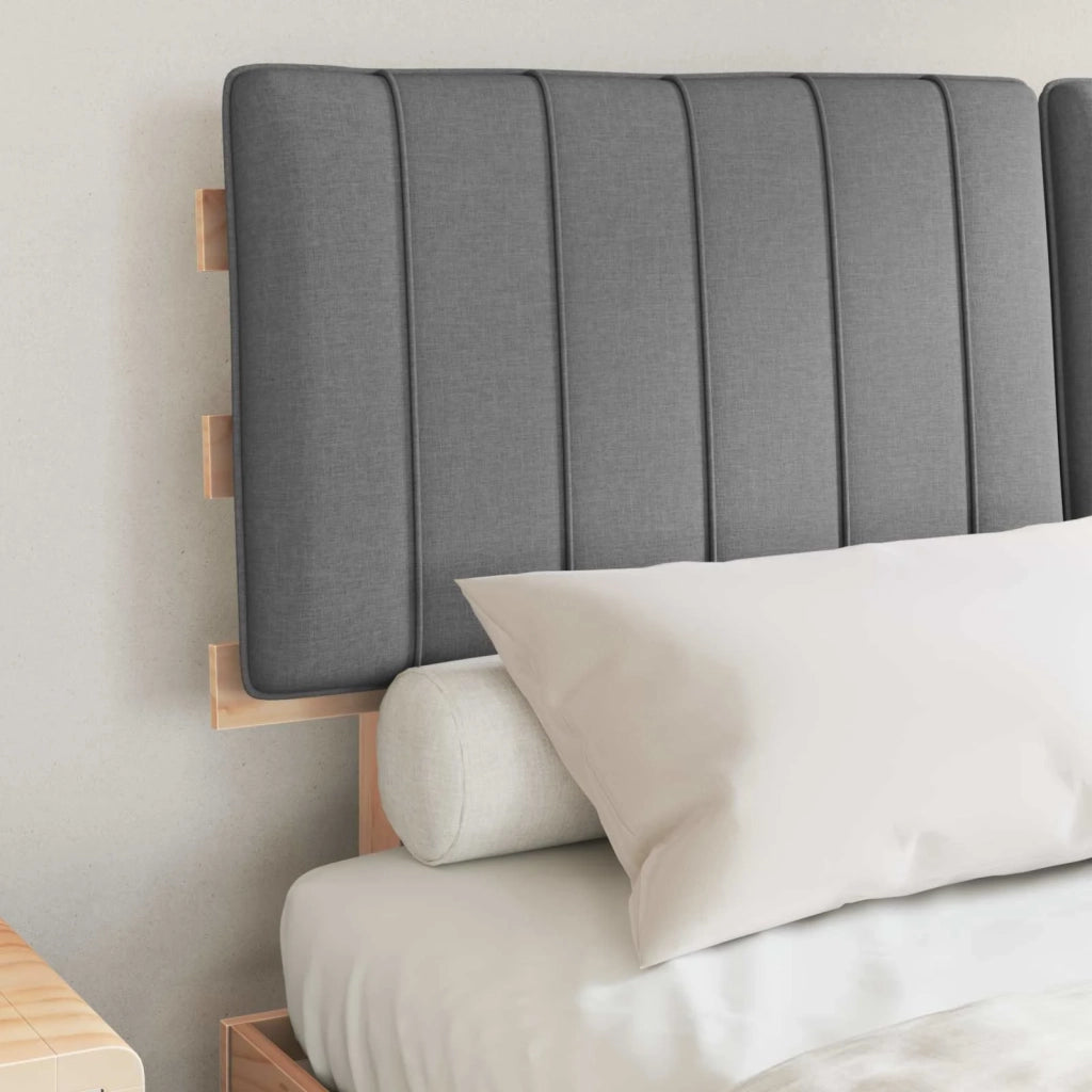 Letto con Testiera Rivestita Grigio chiaro 140 x 190 cm