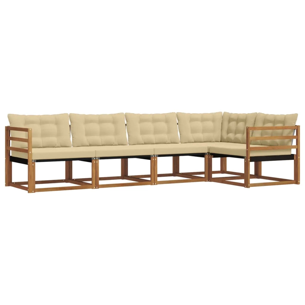Set di divani da esterno con cuscino 5 pcs Naturale e Beige