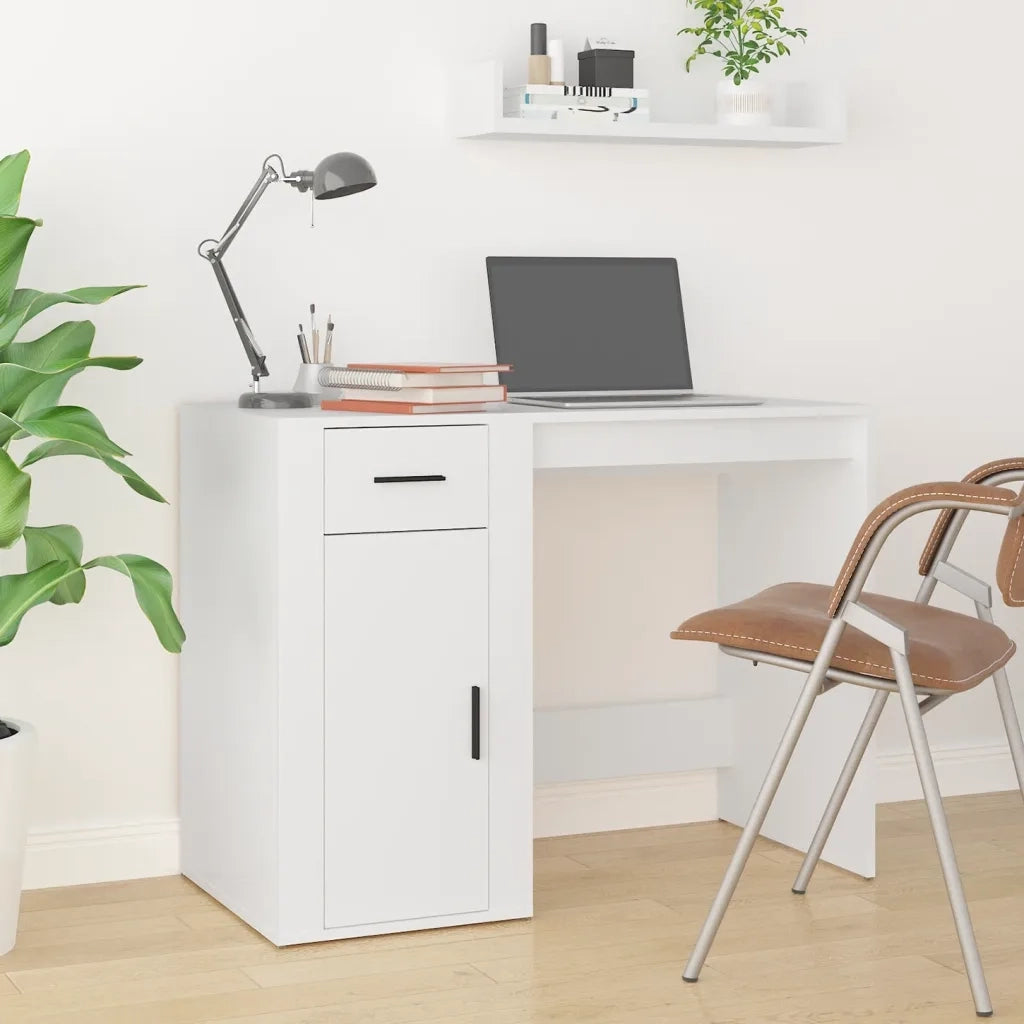 Scrivania | Tavolo da Ufficio Bianca 100x49x75 cm in Legno Multistrato