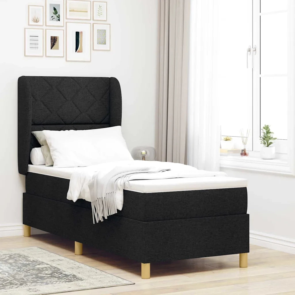 Letto a molle con materasso Nero 200 x 80 cm Tessuto 3340783