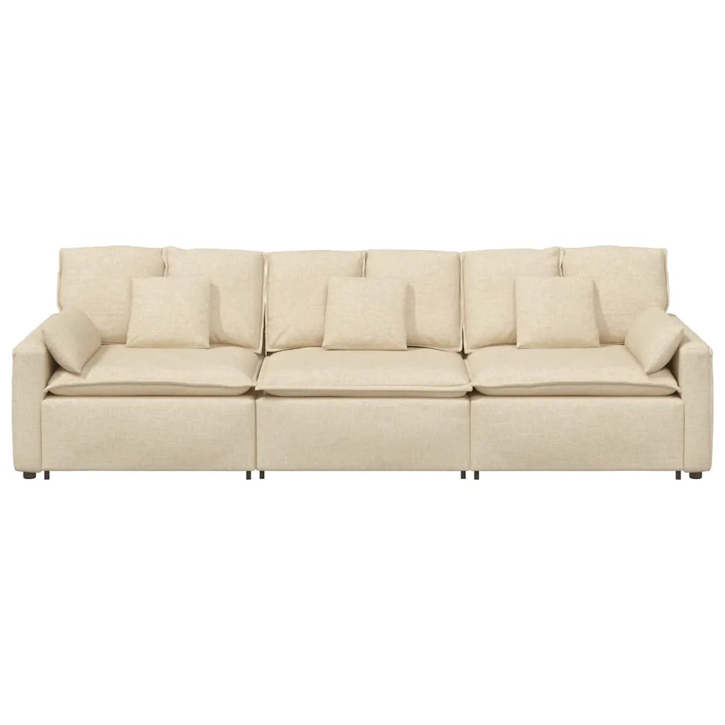 Divano Modulare con Cuscini Crema 3321093