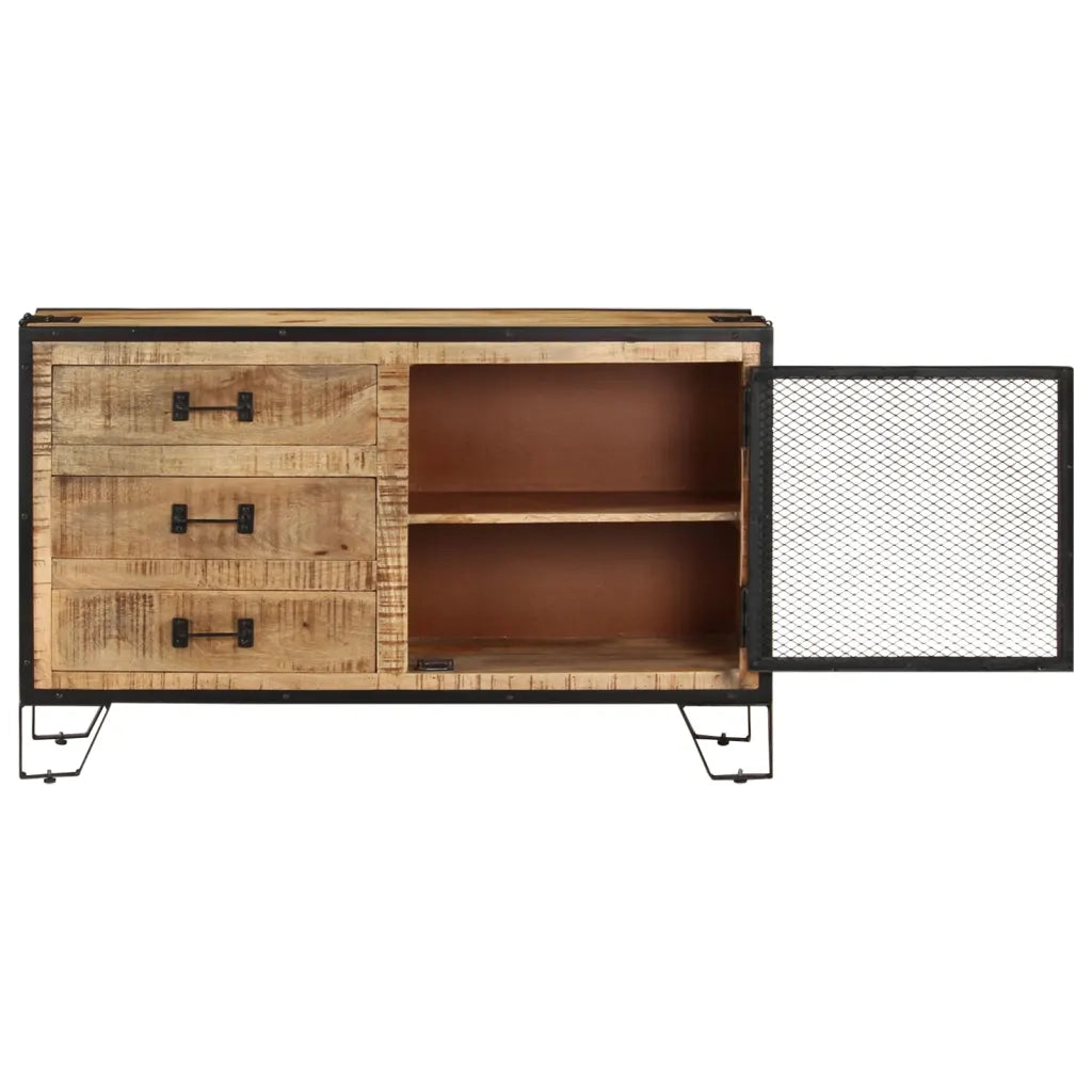 Credenza | Madia | Buffet da pranzo | Armadio da pranzo 100x31x60 cm in Legno Massello di Mango Grezzo