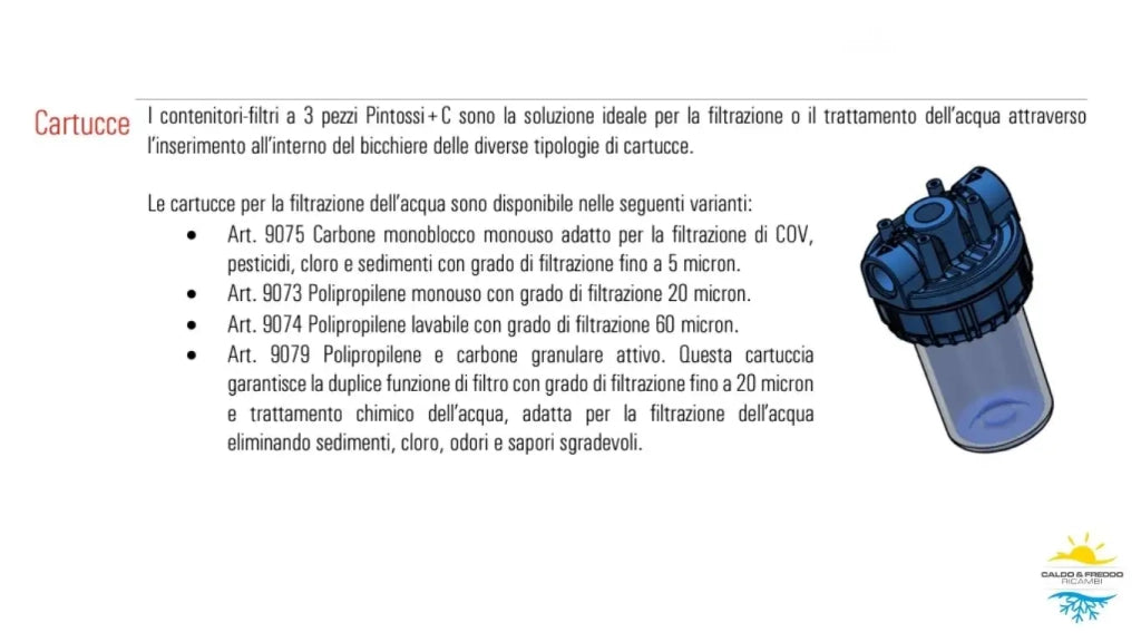 Contenitore per filtro pulente a cartuccia con attacco 3/4"