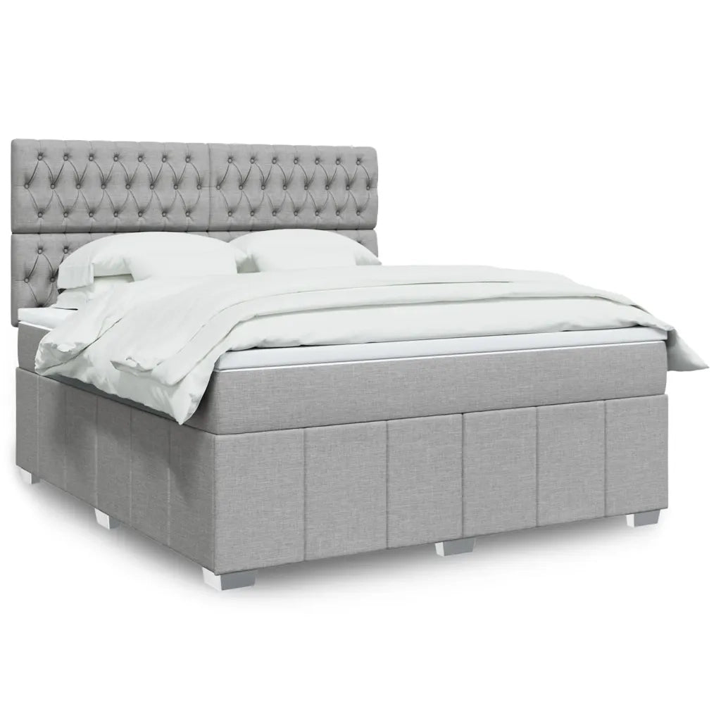 Giroletto a Molle con Materasso Grigio Chiaro180x200 cm Tessuto