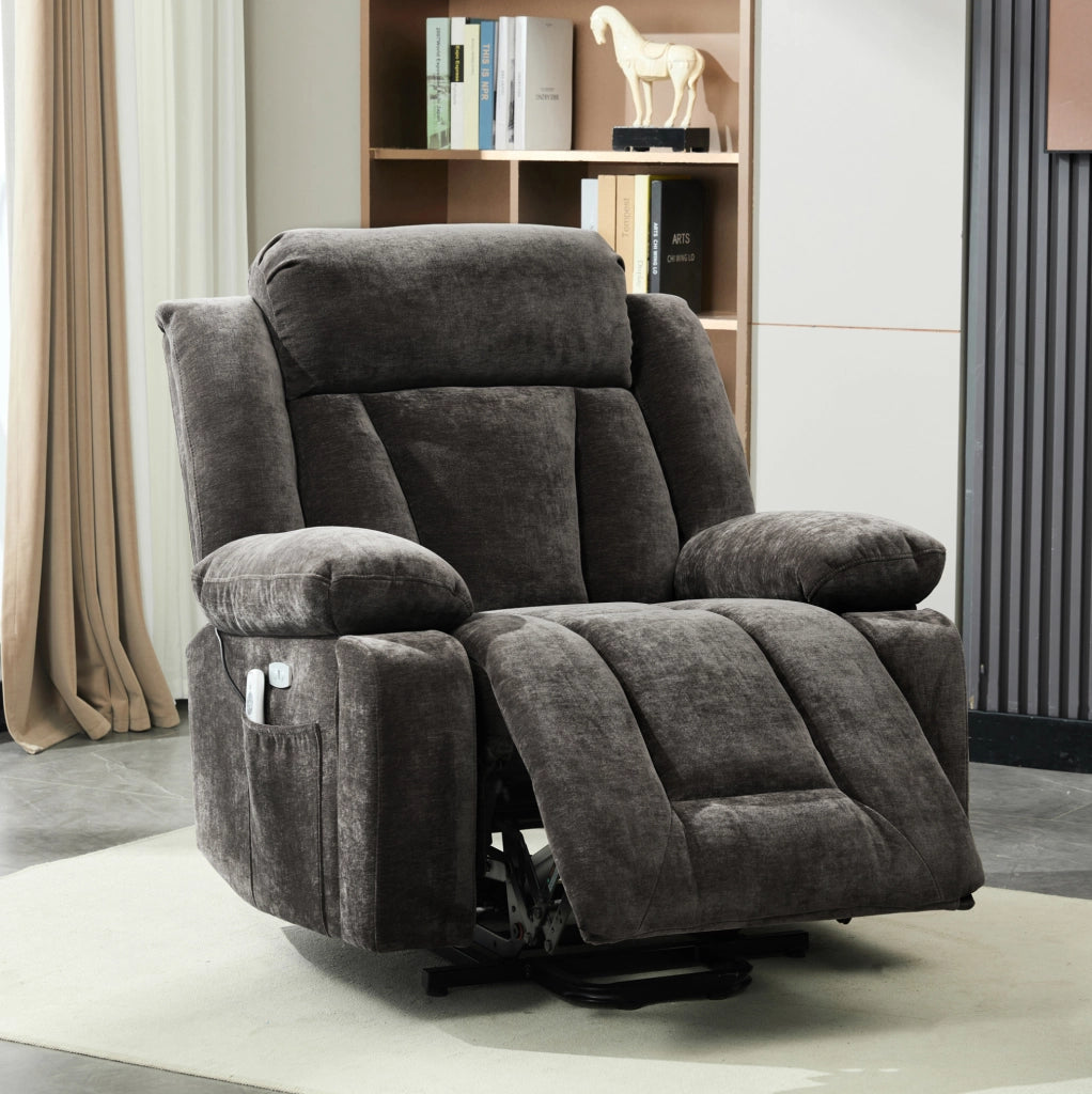 Poltrona relax elettrica massaggiante reclinabile marrone con USB