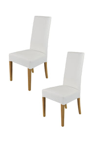 Set 2 sedie Luisa Tommychairs in faggio color rovere, seduta e schienale rivestiti in pelle artificiale bianca