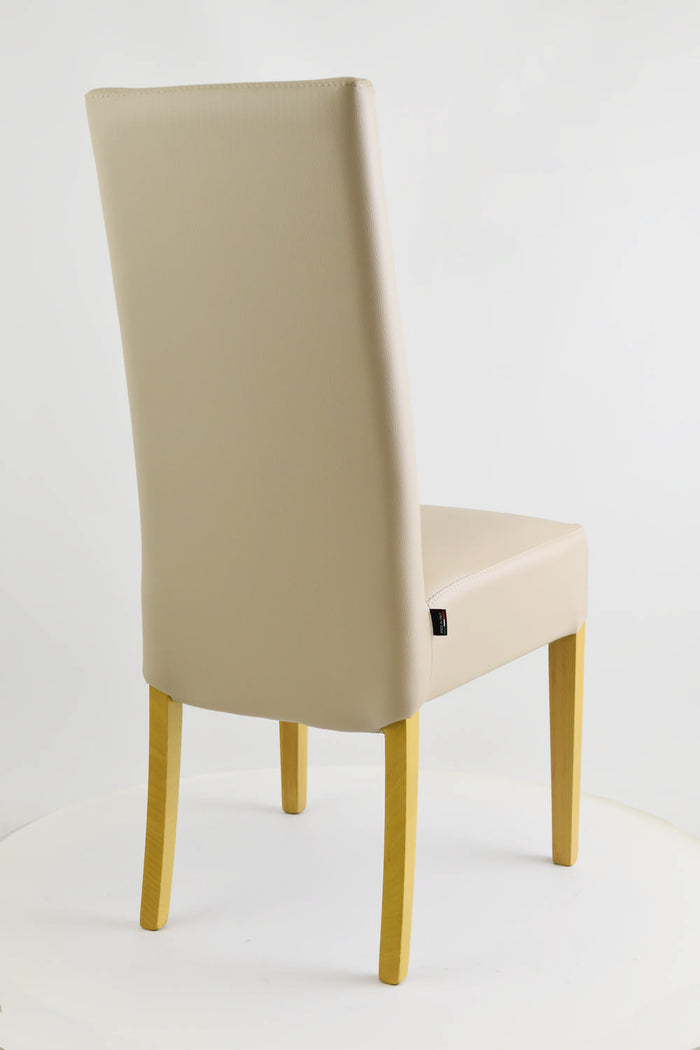 Set 2 sedie Luisa Tommychairs in faggio color rovere, seduta e schienale rivestiti in pelle artificiale color lino