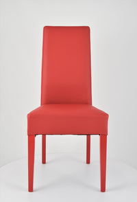 Set 4 sedie Luisa Tommychairs in faggio color rosso, seduta e schienale rivestiti in pelle artificiale rossa