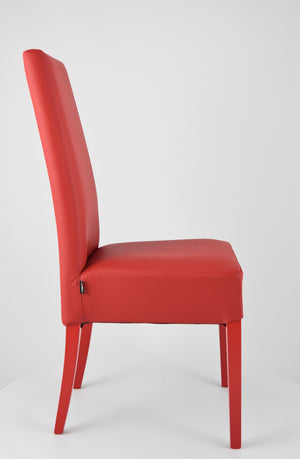 Set 4 sedie Luisa Tommychairs in faggio color rosso, seduta e schienale rivestiti in pelle artificiale rossa
