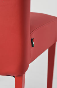 Set 4 sedie Luisa Tommychairs in faggio color rosso, seduta e schienale rivestiti in pelle artificiale rossa