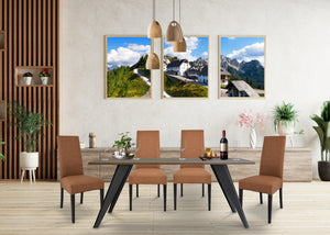 Set 2 sedie Luisa Tommychairs in faggio color wengé, seduta e schienale rivestiti in pelle artificiale color cuoio