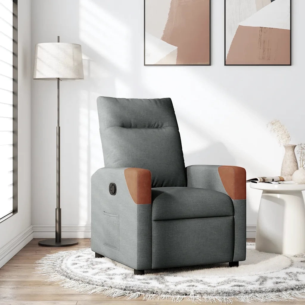 Poltrona | Sedia Relax reclinabile in tessuto grigio scuro