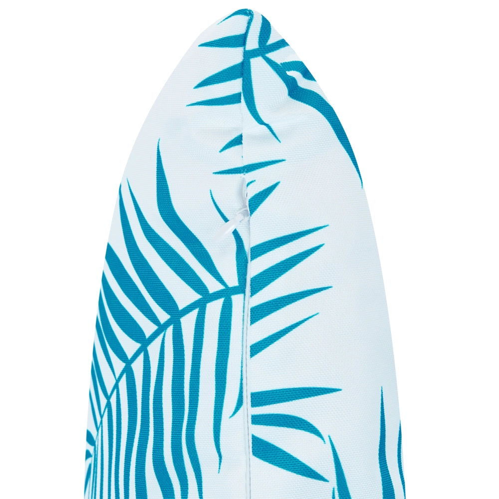 Set di 3 cuscini decorativi da esterno, in poliestere bianco e blu, accessori da giardino, motivo floreale