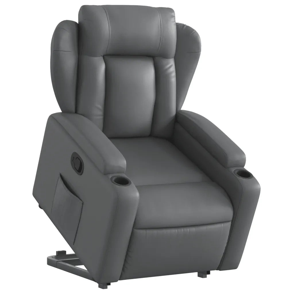 Poltrona Alzapersona Reclinabile Grigio in Similpellecod mxl 85100