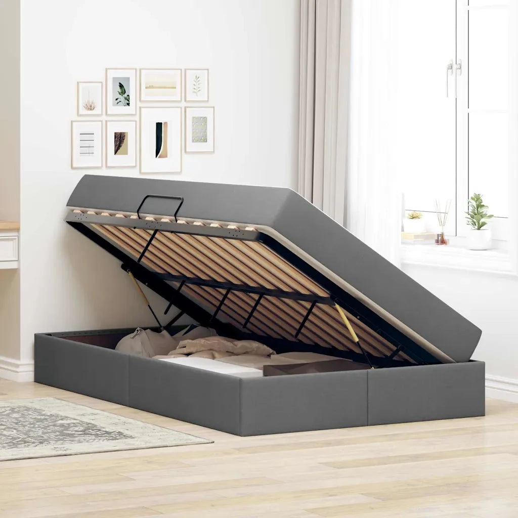 Letto con contenitore e materasso Grigio scuro 120 x 200 cm