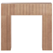 Cornice camino in legno chiaro per soggiorno decorazione stile moderno