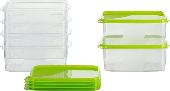 Contenitori per conservazione degli alimenti Contenitori per congelazione 0,75 L Rettilineo Alto 15 x 10 x 7 cm Set da 6 Verde