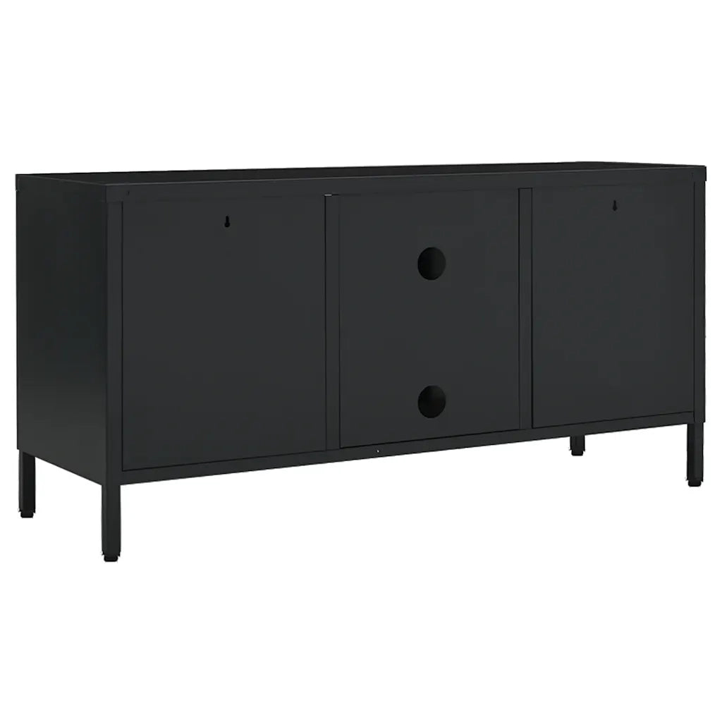 Mobile TV | Armadietto TV | Mobile Porta TV Nero 105x35x52 cm in Acciaio e Vetro
