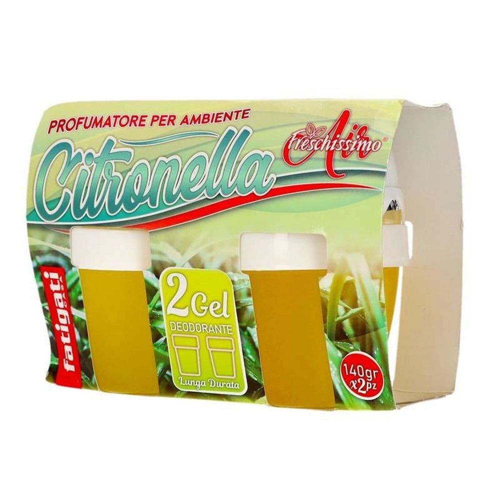 Trade Shop - Set 12pz Di Deodorante Per Ambienti In Gel Alla Citronella 2pz Da 140gr Anti Insetti 401765 -