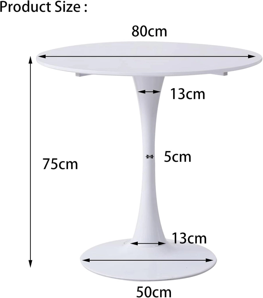 GrandCA HOME Tavolo da pranzo rotondo moderno 80 cm con piedistallo in design a tulipano, tavolo per il tempo libero Mid-Century per cucina, sala da pranzo e soggiorno…