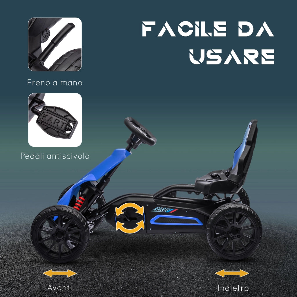 Go Kart a Pedali per Bambini ¨C zephmum ¨C Blu, Ruote in EVA, 100x58x58.5 cm