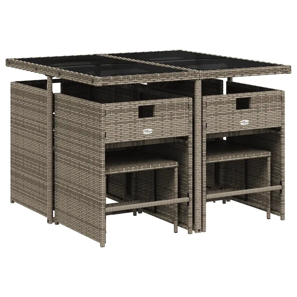 Set da Pranzo da Giardino 9 pz | Set Salotto da Giardino con Cuscini in Polyrattan Grigio