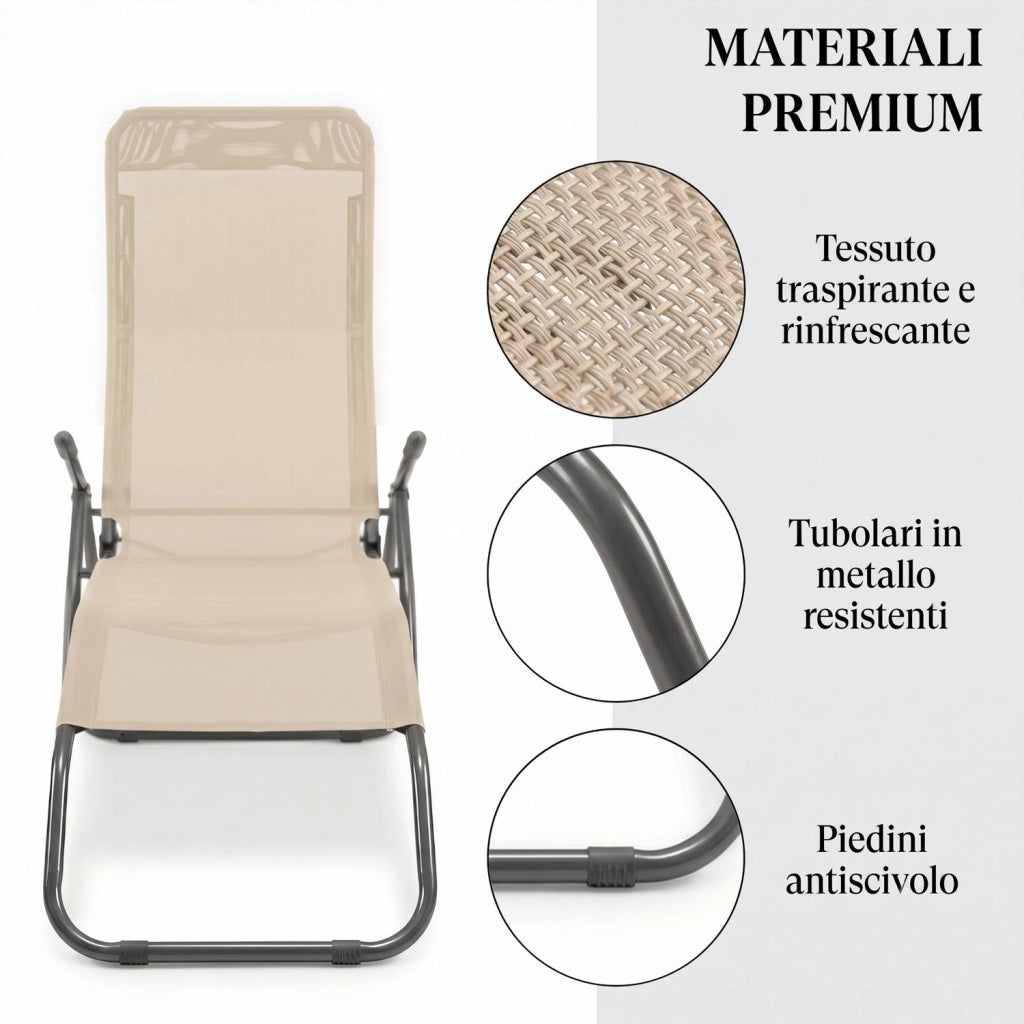 Marvin Lettino Basculante da Giardino Swing Sdraio Oscillante in Acciaio Telo Textilene Traspirante Relax Ergonomico per