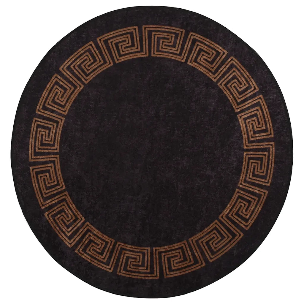 Tappeto Lavabile Ï†120 cm Nero e Oro Antiscivolo cod mxl 62357