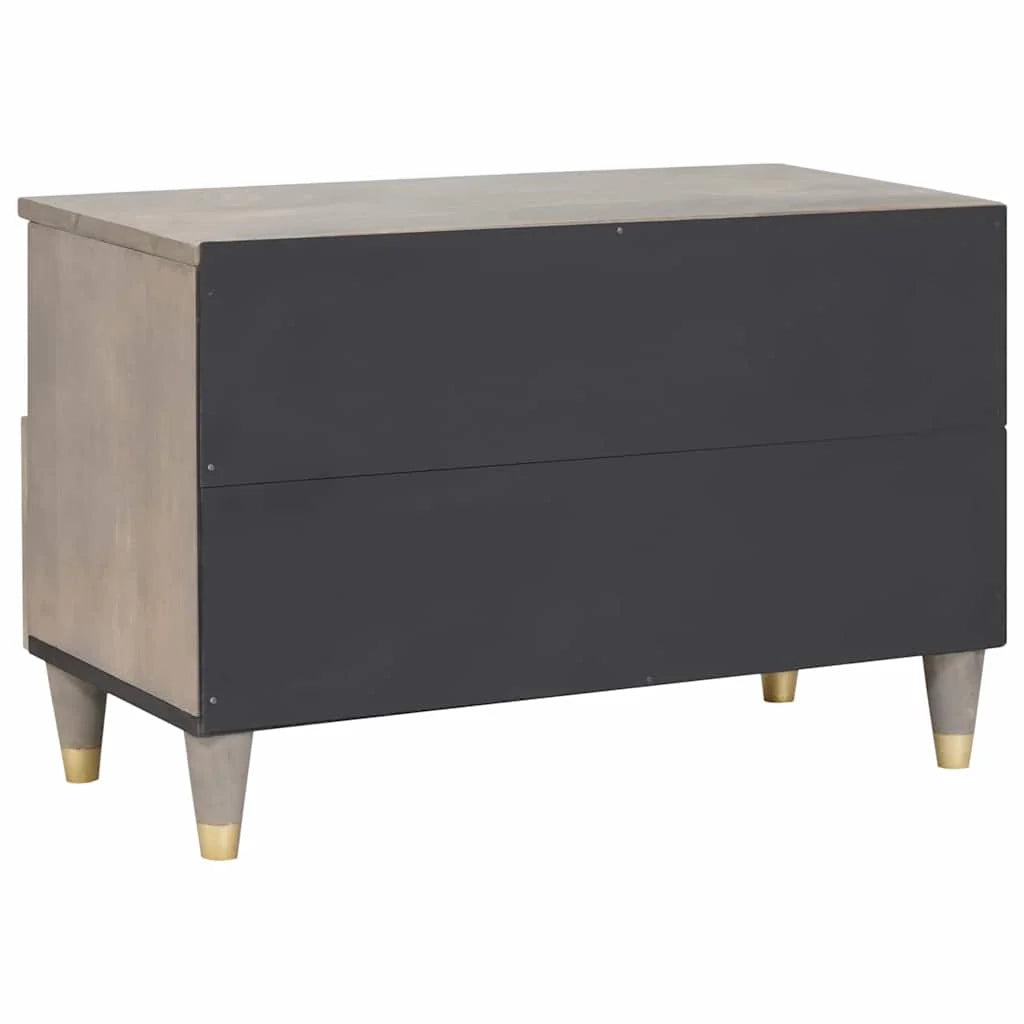 Mobile porta TV rettangolare moderno con contenitore 70 x 33 x 46 cm in legno massello di mango grigio 02_0057881