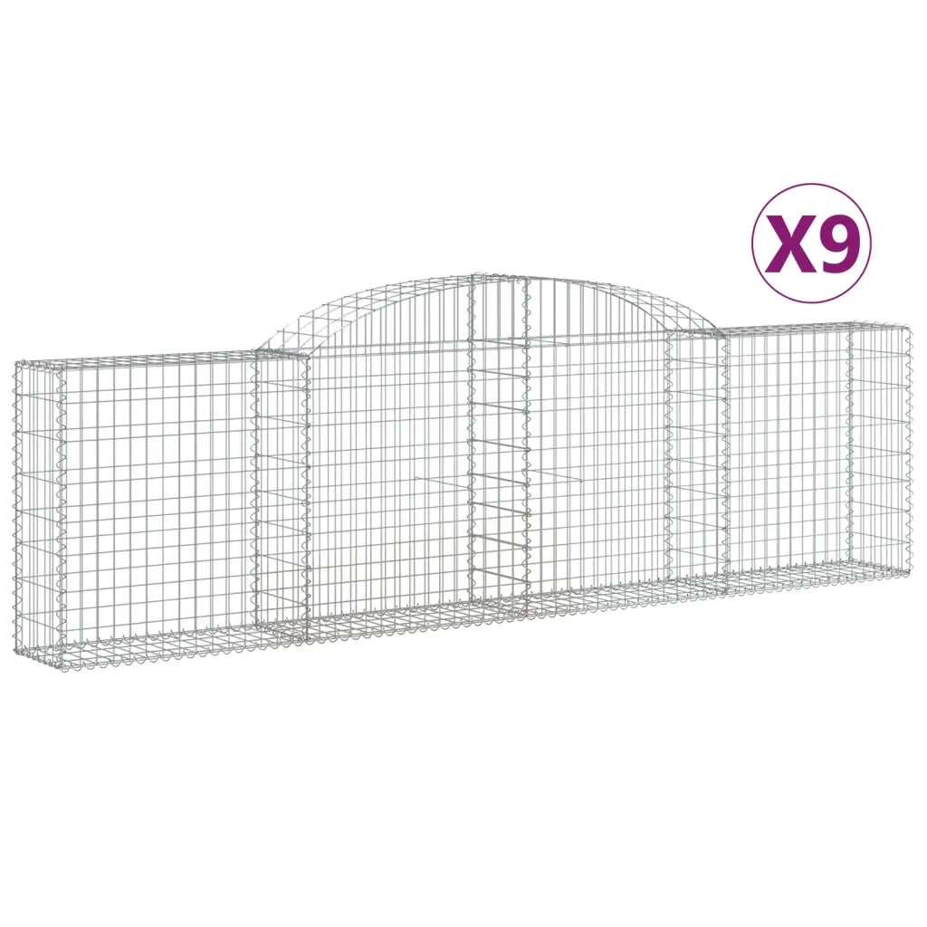 Cesti Gabbioni ad Arco 9 pz 300x30x80/100 cm Ferro Zincato