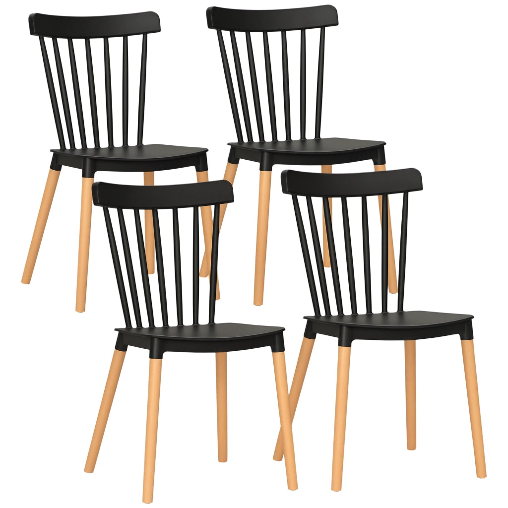 Sedia da pranzo con schienale alto ¨C zephmum ¨C in polipropilene e legno, nero, 48x52.5x83 cm