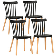 Sedia da pranzo con schienale alto ¨C zephmum ¨C in polipropilene e legno, nero, 48x52.5x83 cm