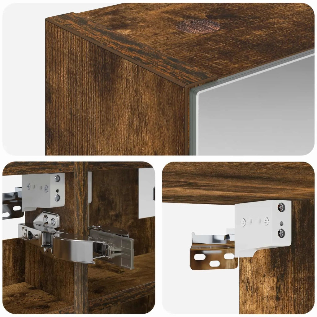 Mobiletto per specchio da bagno Rovere fumé 30 x 10,5 x 50 cm 889011