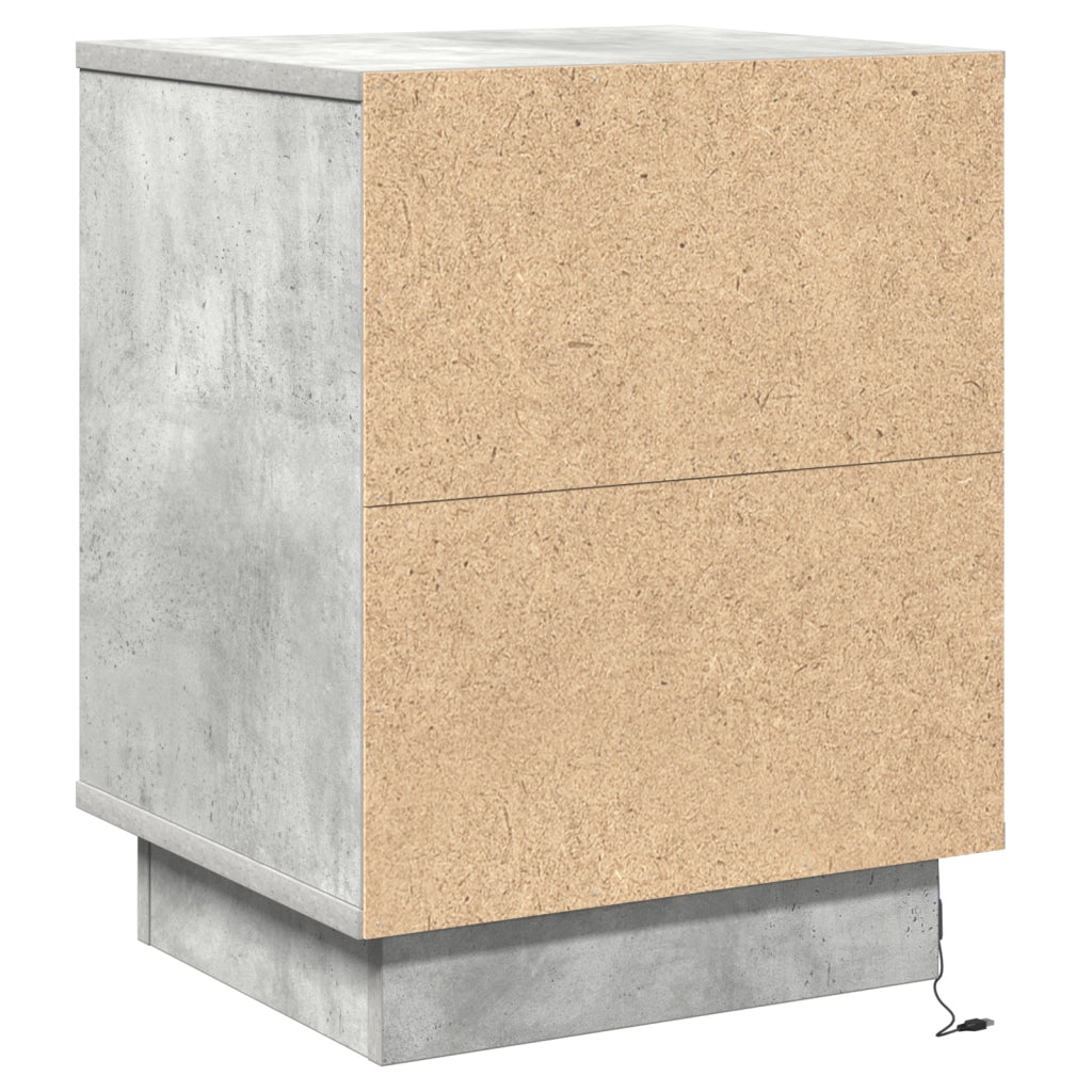 Comodini con Luci LED 2 pcs Grigio Cemento 39x34,5x50 cm