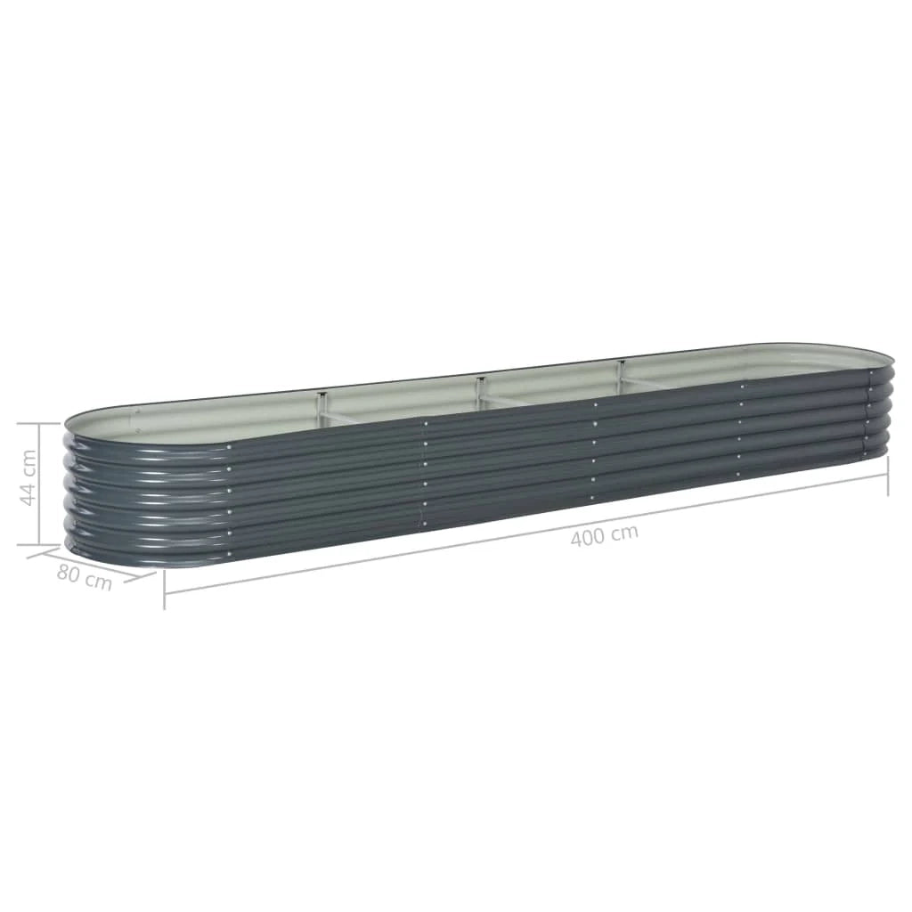 Fioriera rialzata per piante e fiori giardino 400 x 80 x 44 cm acciaio zincato grigio 02_0001051