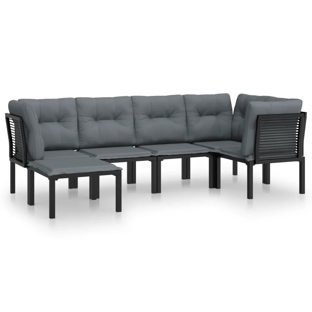 Set Salotto da Giardino 6 pz | Set di Mobili da Esterno in Polyrattan Nero e Grigio
