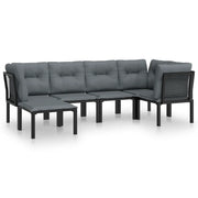 Set Salotto da Giardino 6 pz | Set di Mobili da Esterno in Polyrattan Nero e Grigio
