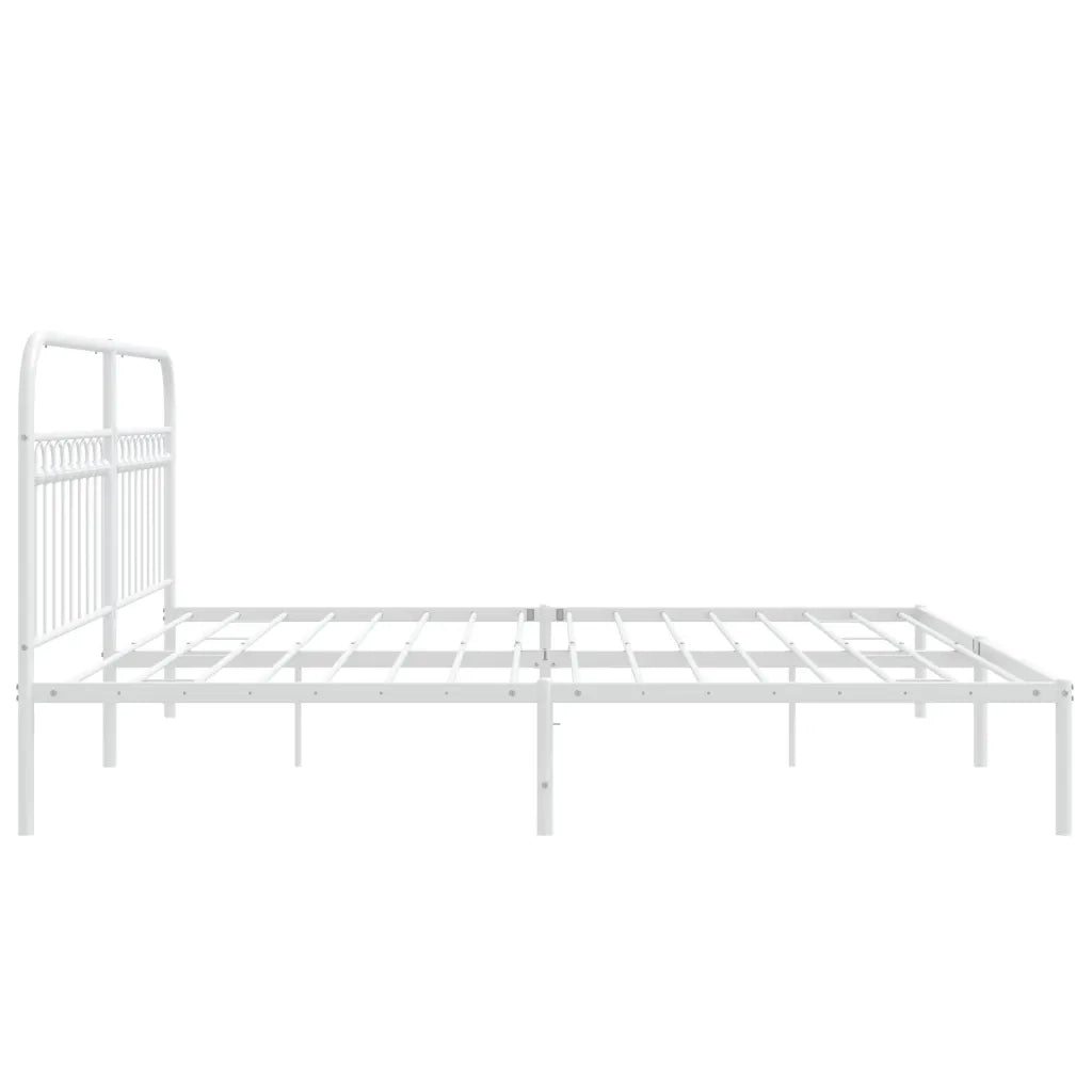 Giroletto con Testiera-Struttura Letto con testiera Metallo Bianco 193x203 cm 265822