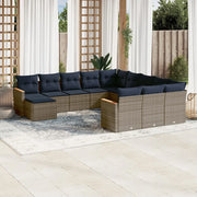 Set Divani da Giardino 12 pz con Cuscini Grigio in Polyrattan 3226586
