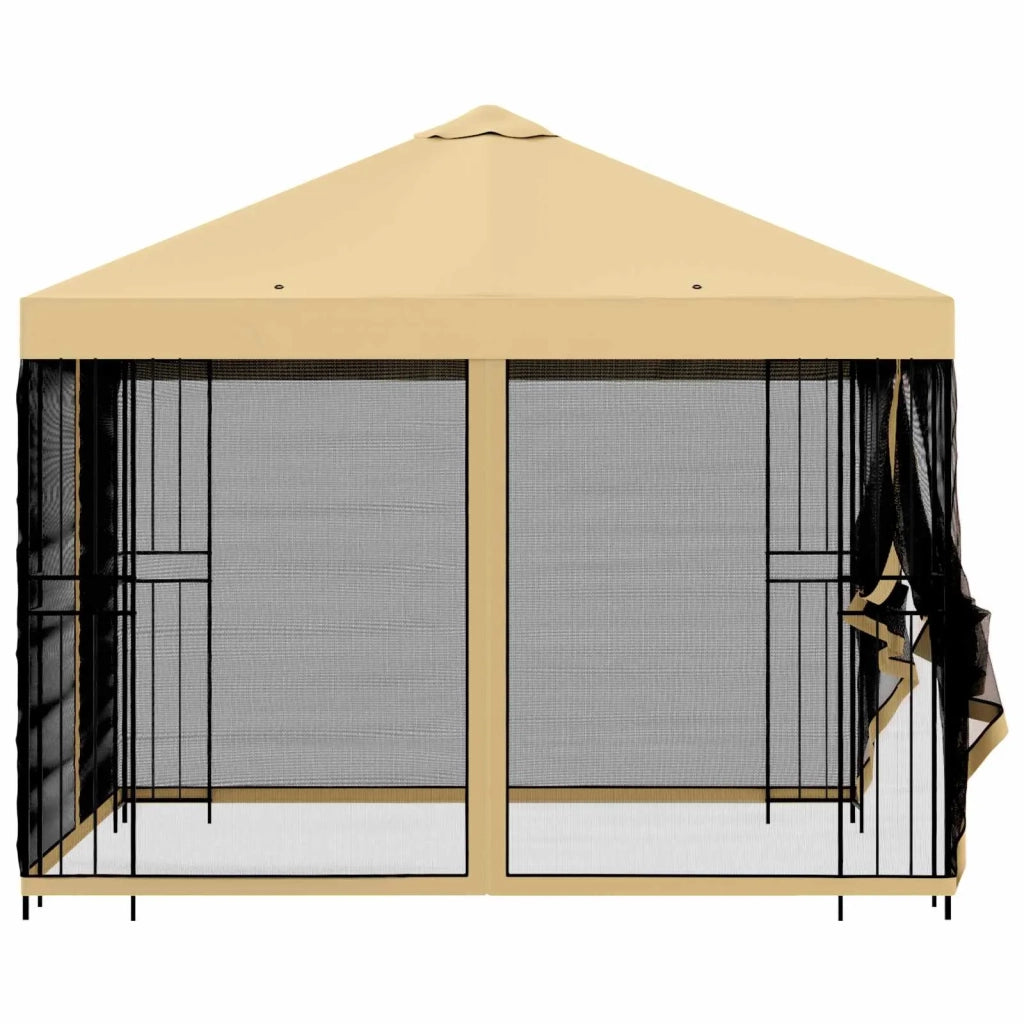 Gazebo | Pergolato da giardino con pareti laterali 3 x 3 m Crema