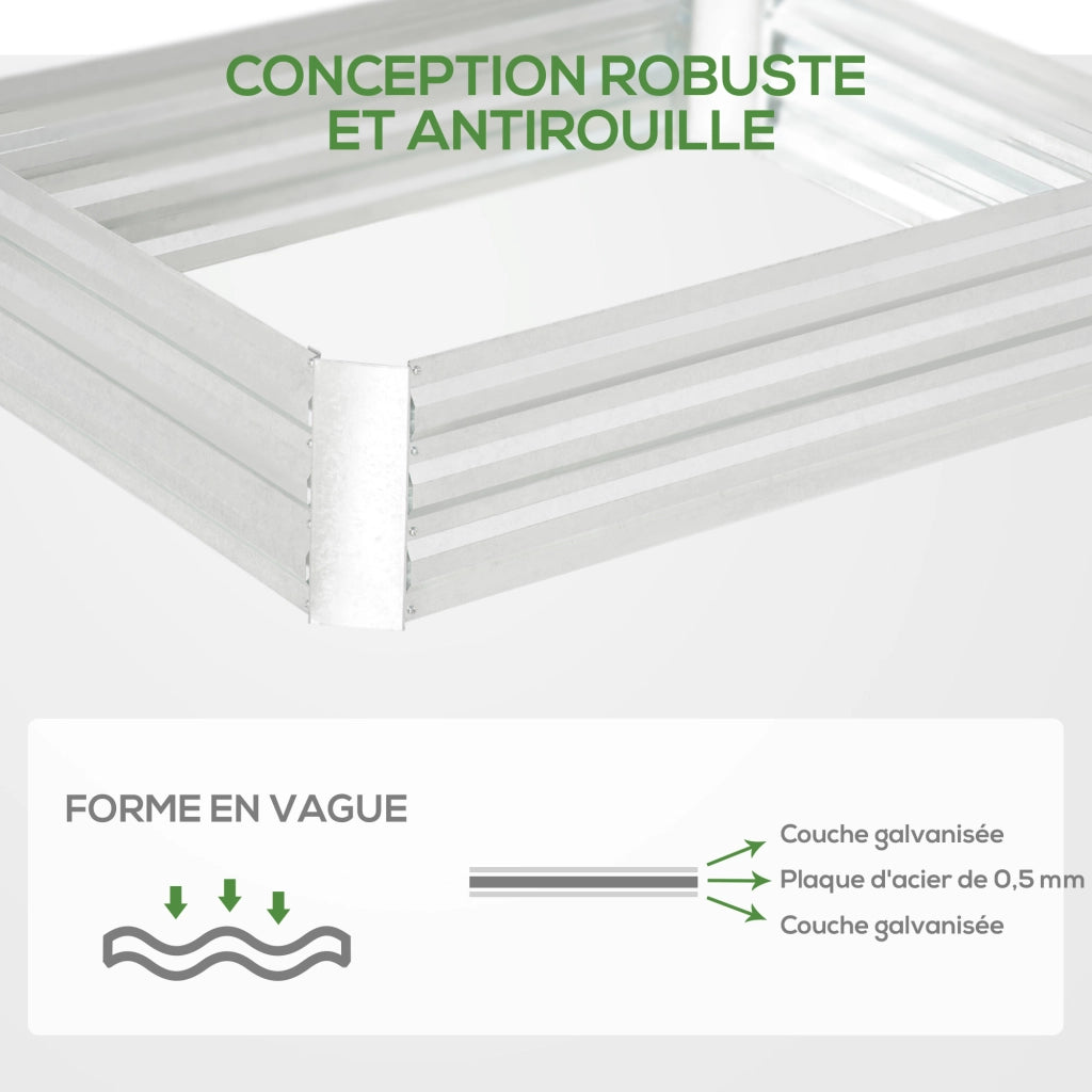 Letto da giardino rialzato in acciaio ¨C zephmum ¨C 120x90x30 cm argento