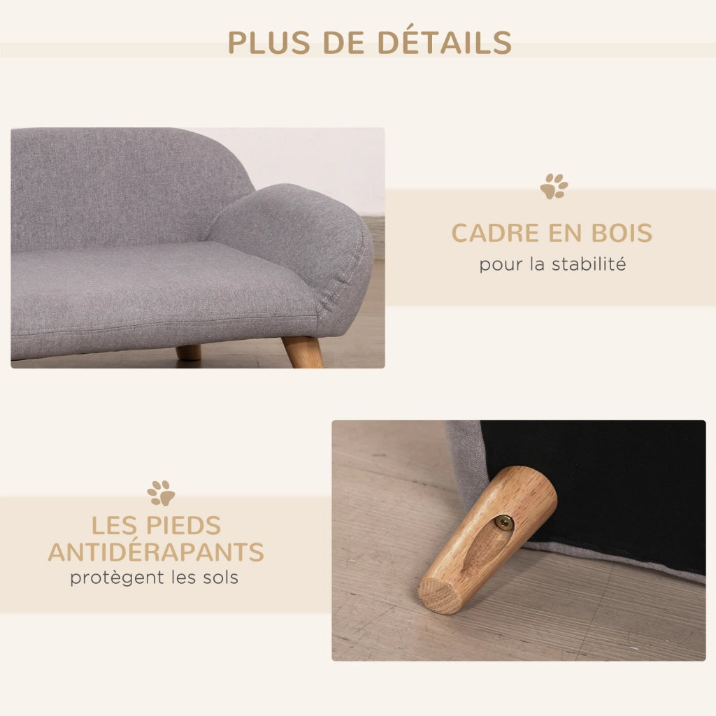 Divano per cani e animali domestici ¨C Zephmum ¨C Tessuto grigio 72x44x31 cm