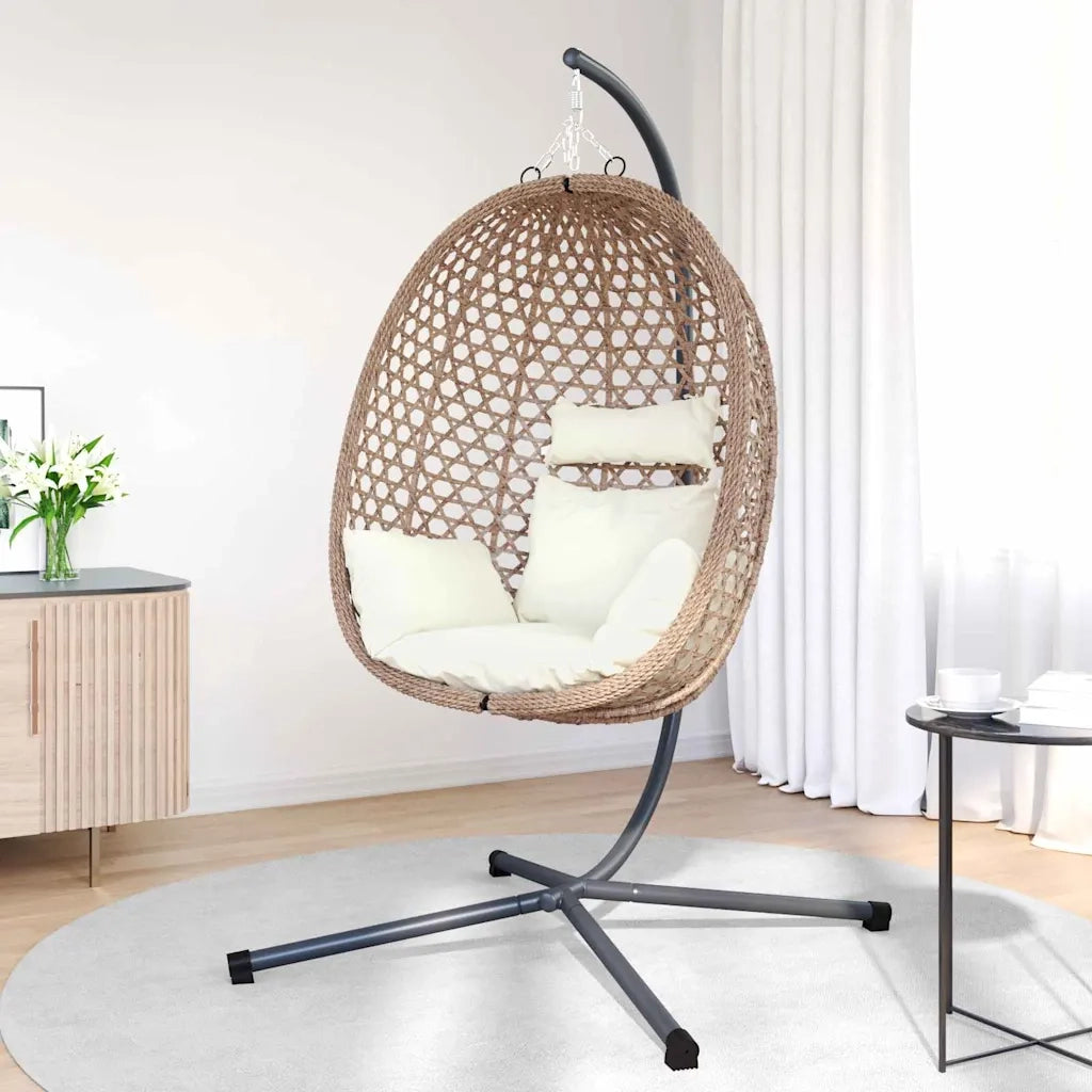 Sedia uovo sospesa Crema Chiara 104 x 100 x 191 cm polyrattan CFW3292029
