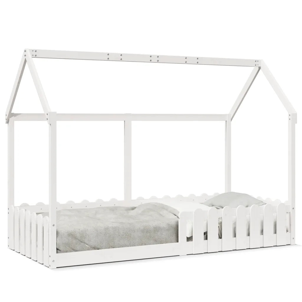 Giroletto Casetta Bambini | Letto Infantile | Lettino Bianco 90x190 cm Legno Massello Pino